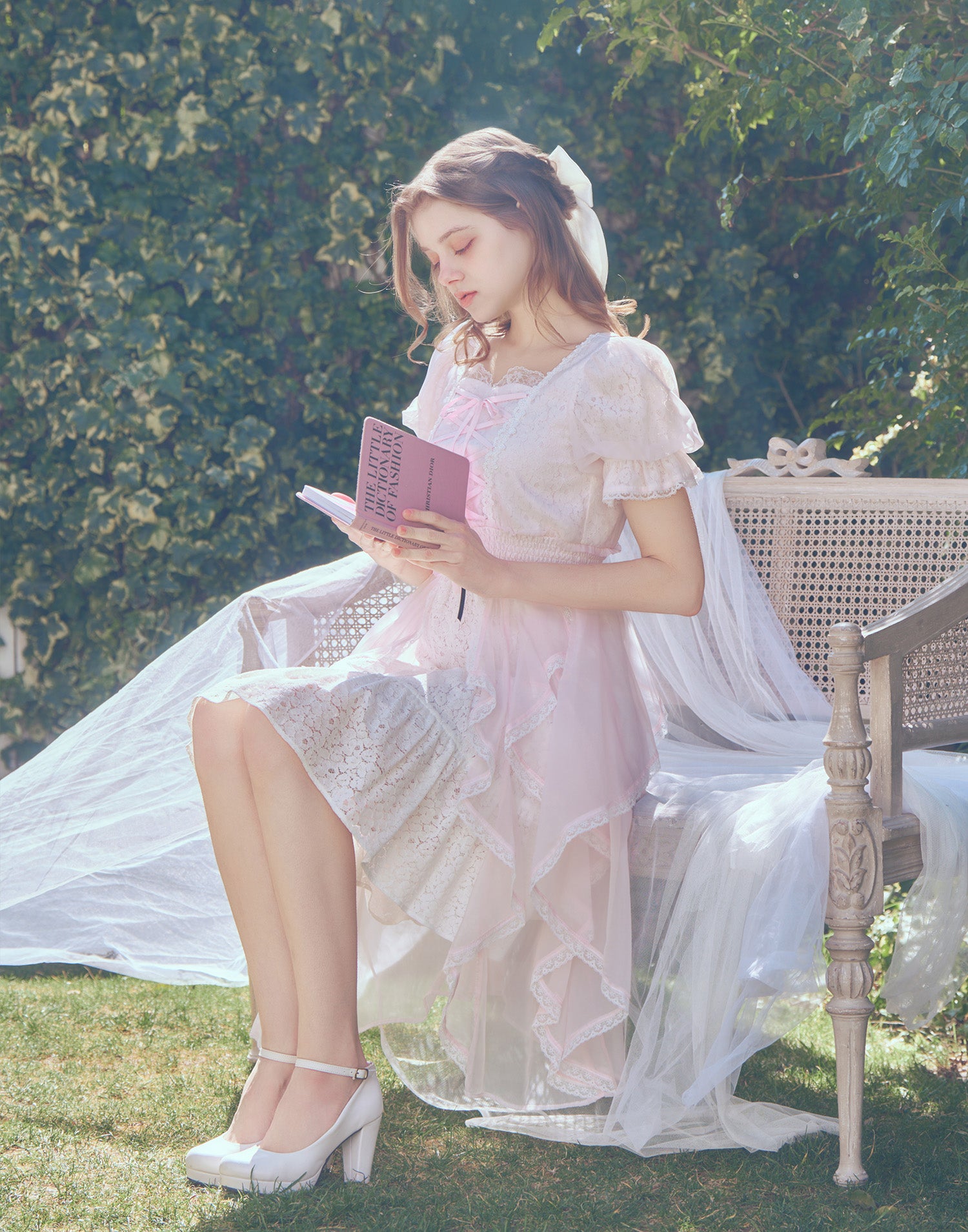 mellfy memory Fairy ruffle long lace onepiece