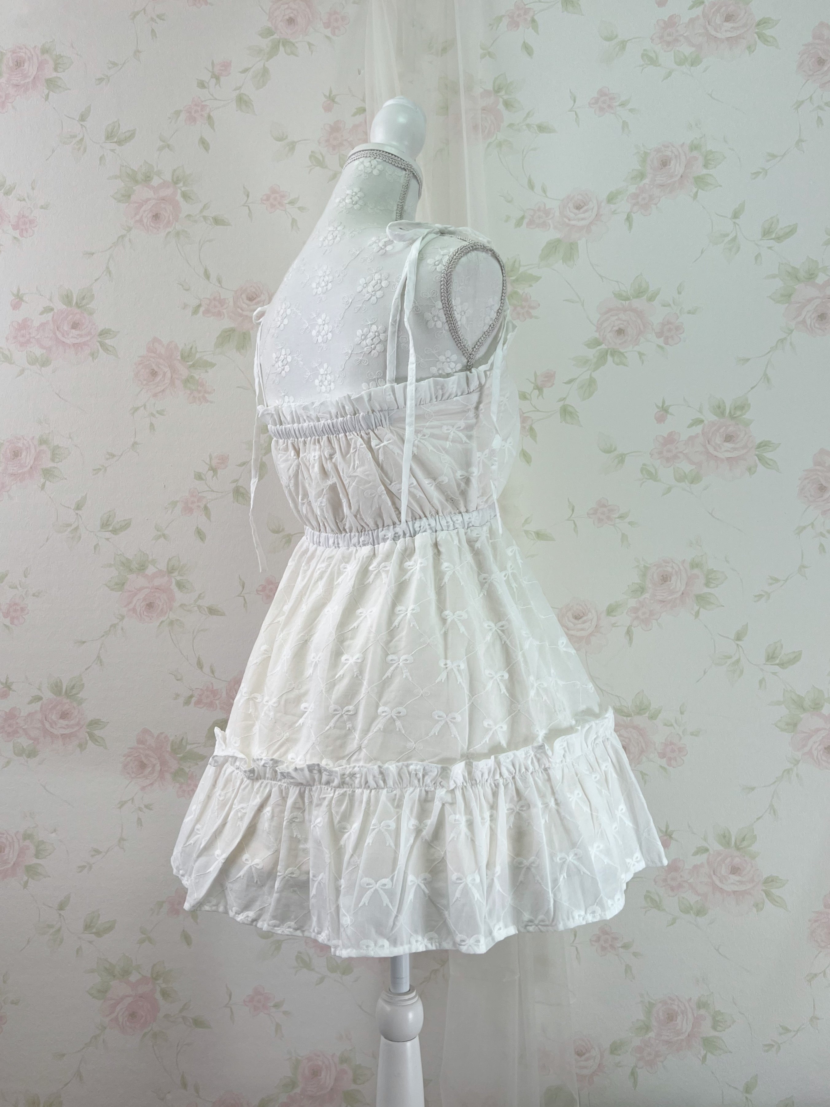 apres jour Ribbon Pattered Cotton Dress (Ivory)