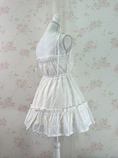 apres jour Ribbon Pattered Cotton Dress (Ivory)