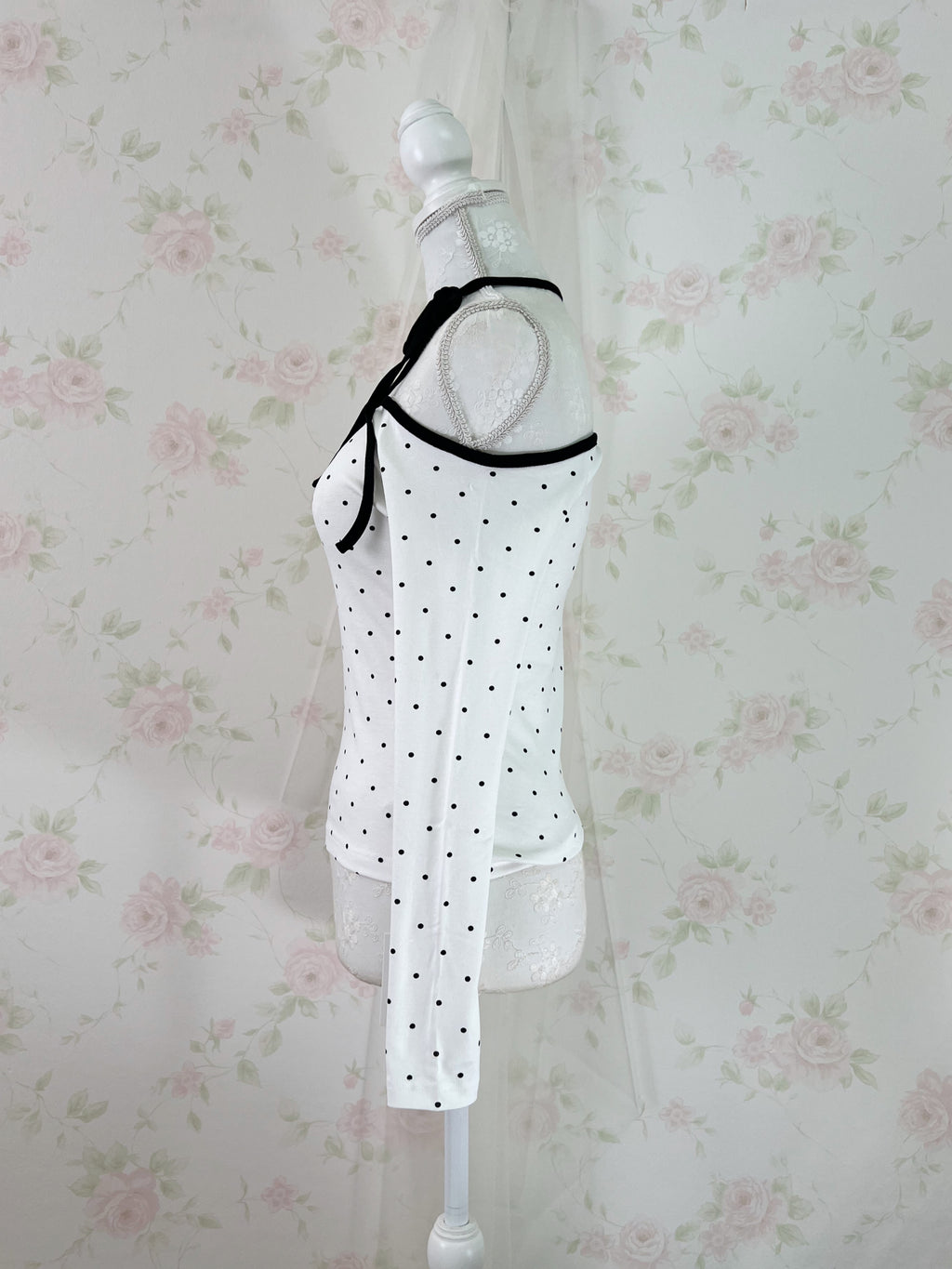 One Shoulder Polka Dot Top (White)