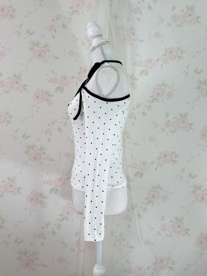 One Shoulder Polka Dot Top (White)