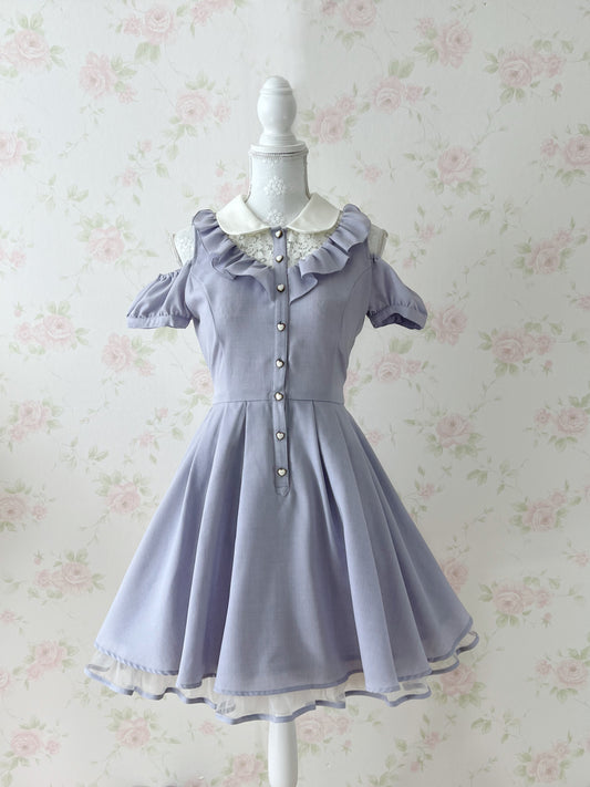 Secret Honey Off Shoulder Heart Button Dress