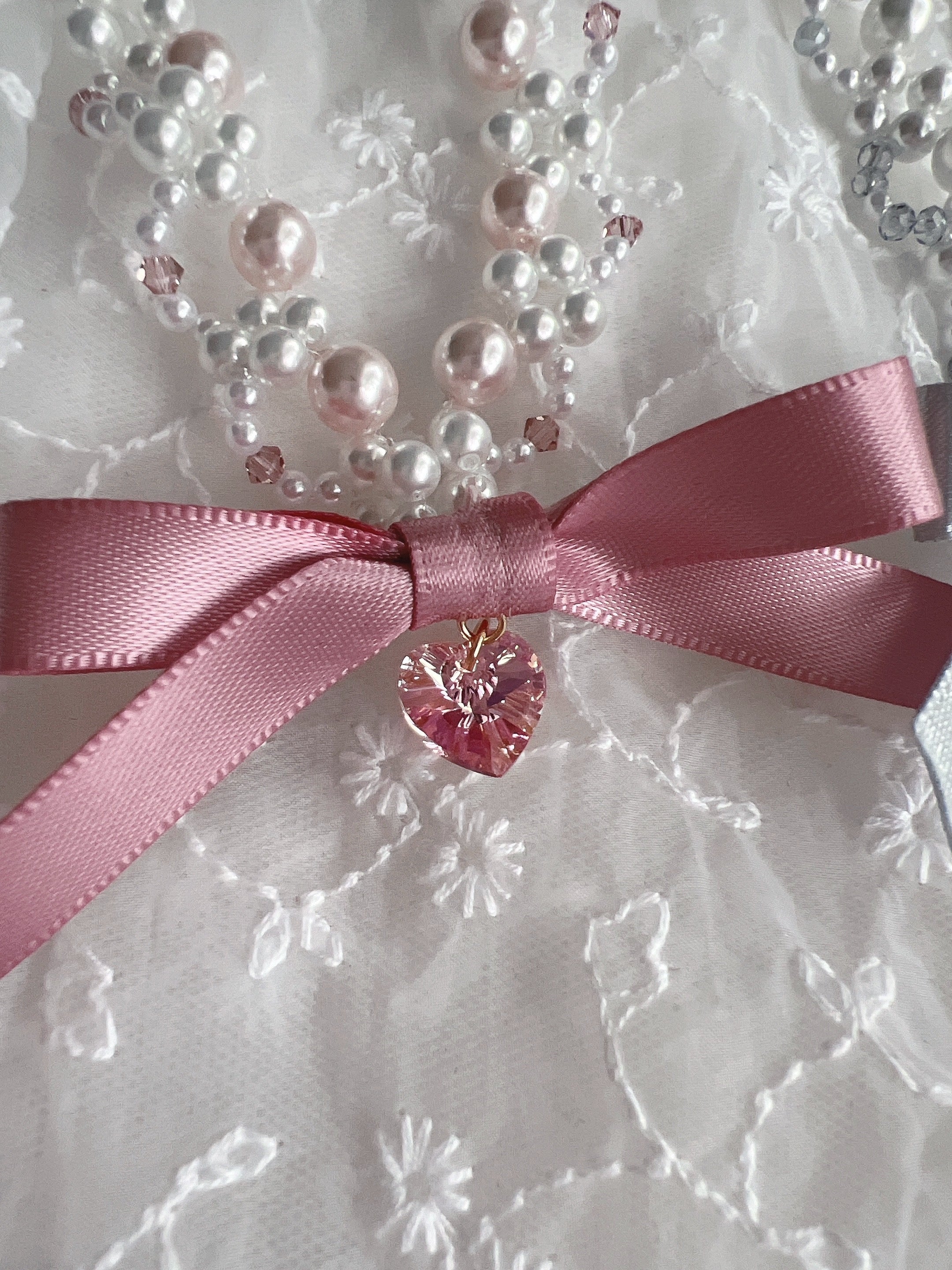 Kirallum Tokyo Ribbon Kirakira Heart Pearl Necklace