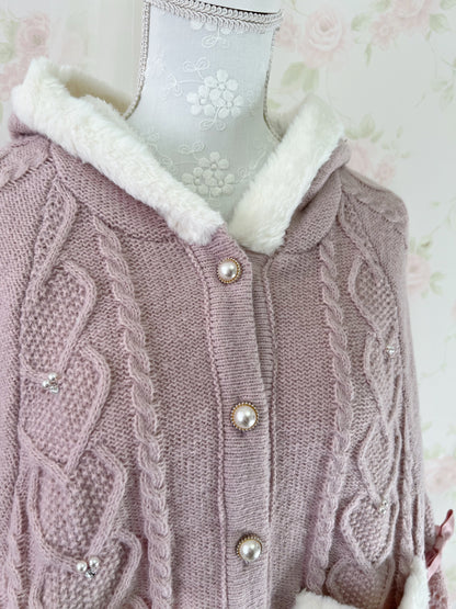 axes femme RIbbon Boa Poncho (Pink)