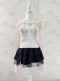 Tulle Hem Tiered Skirt (Black)