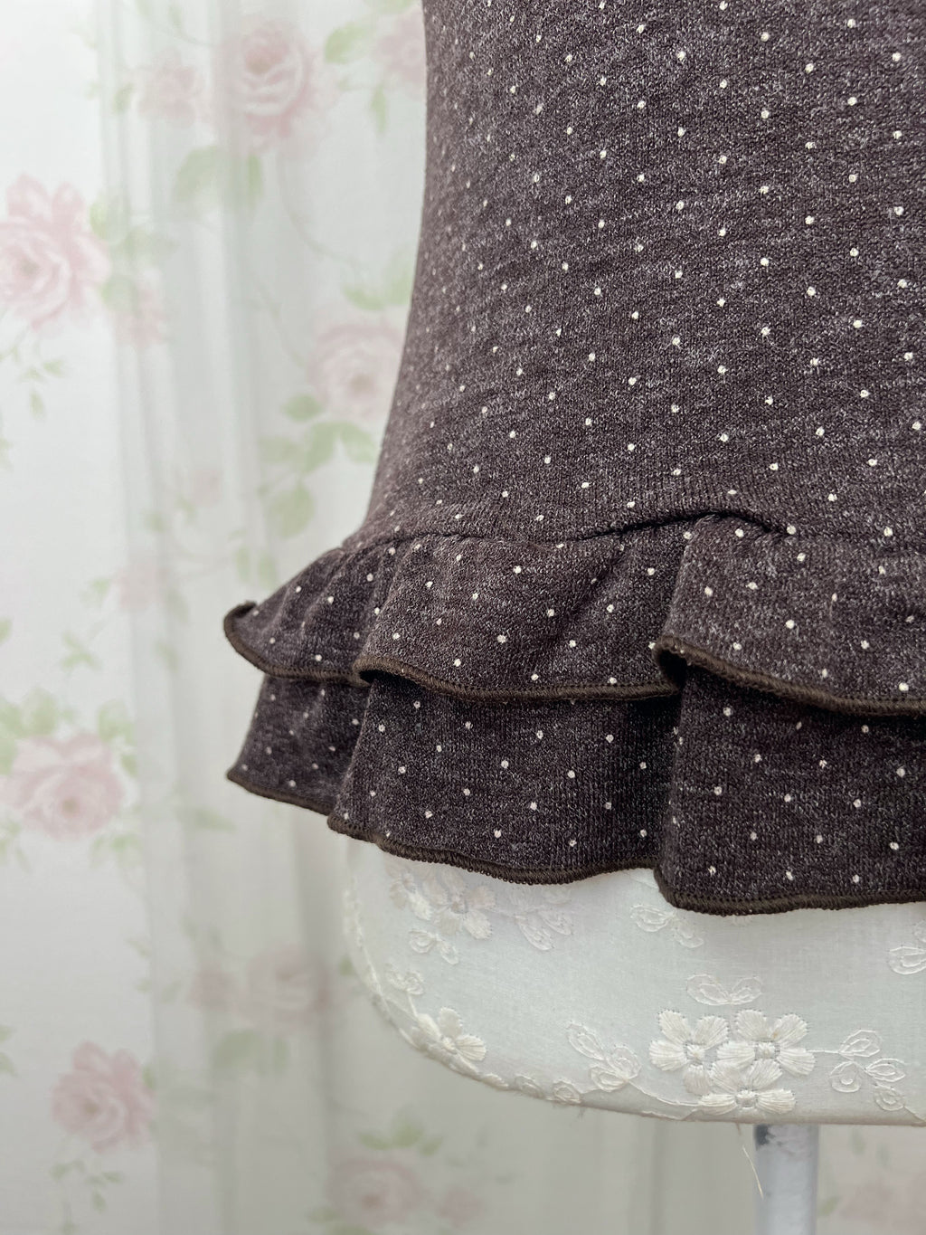 Polka Dot Cardigan Camisole Set (Chocolate)