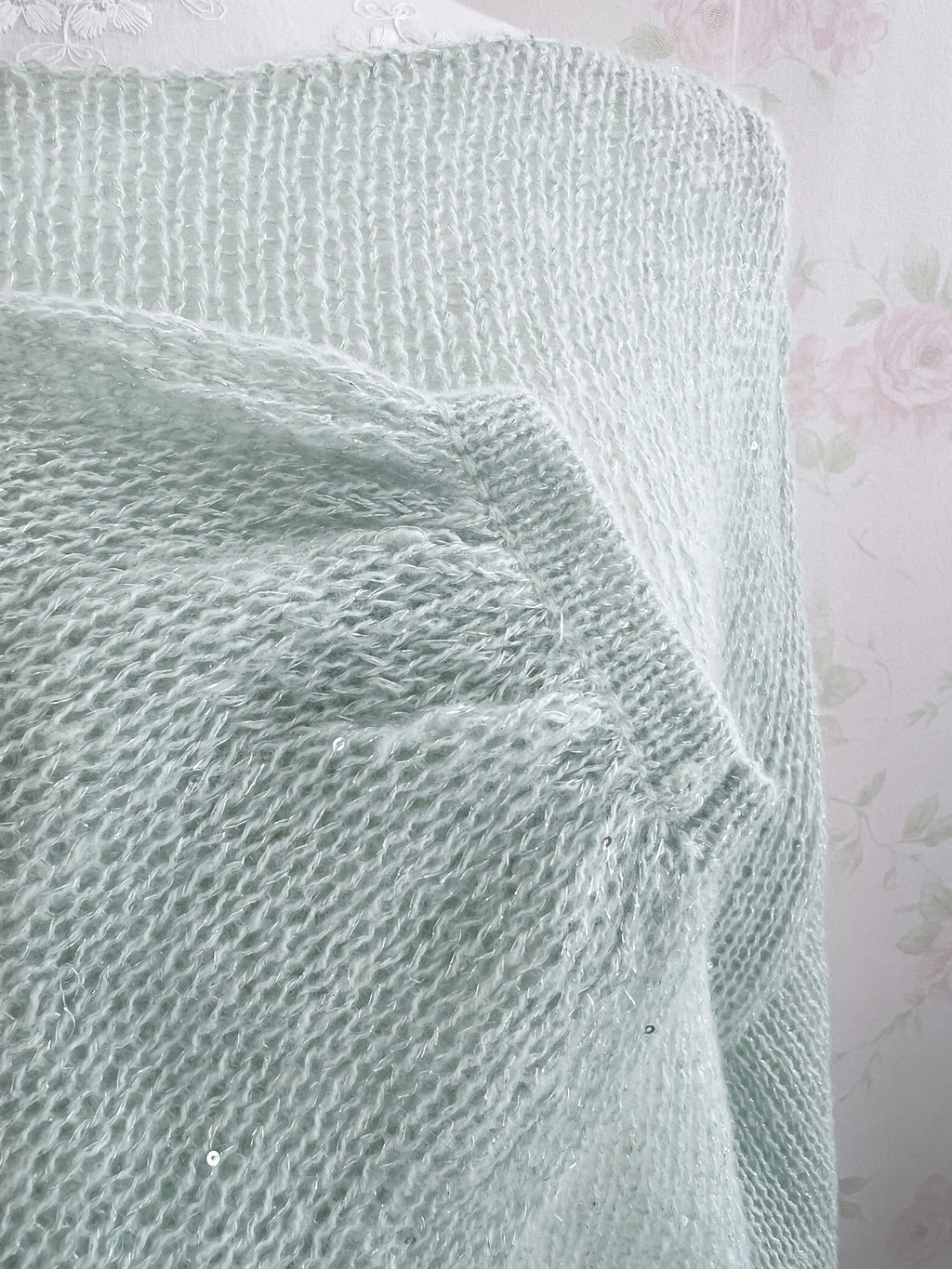 Side String Loose Sleeve Sweater (Mint green)