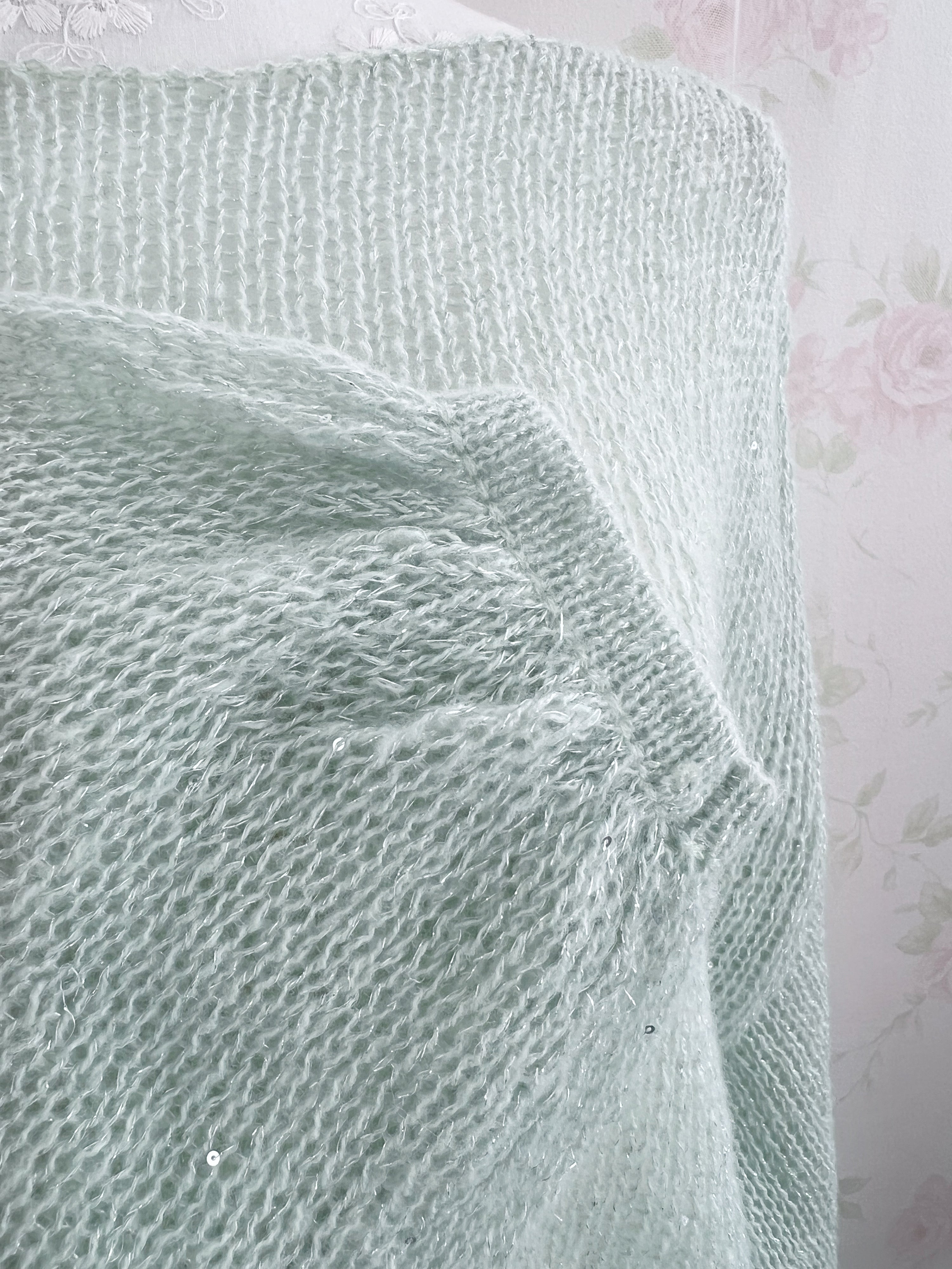 Side String Loose Sleeve Sweater (Mint green)