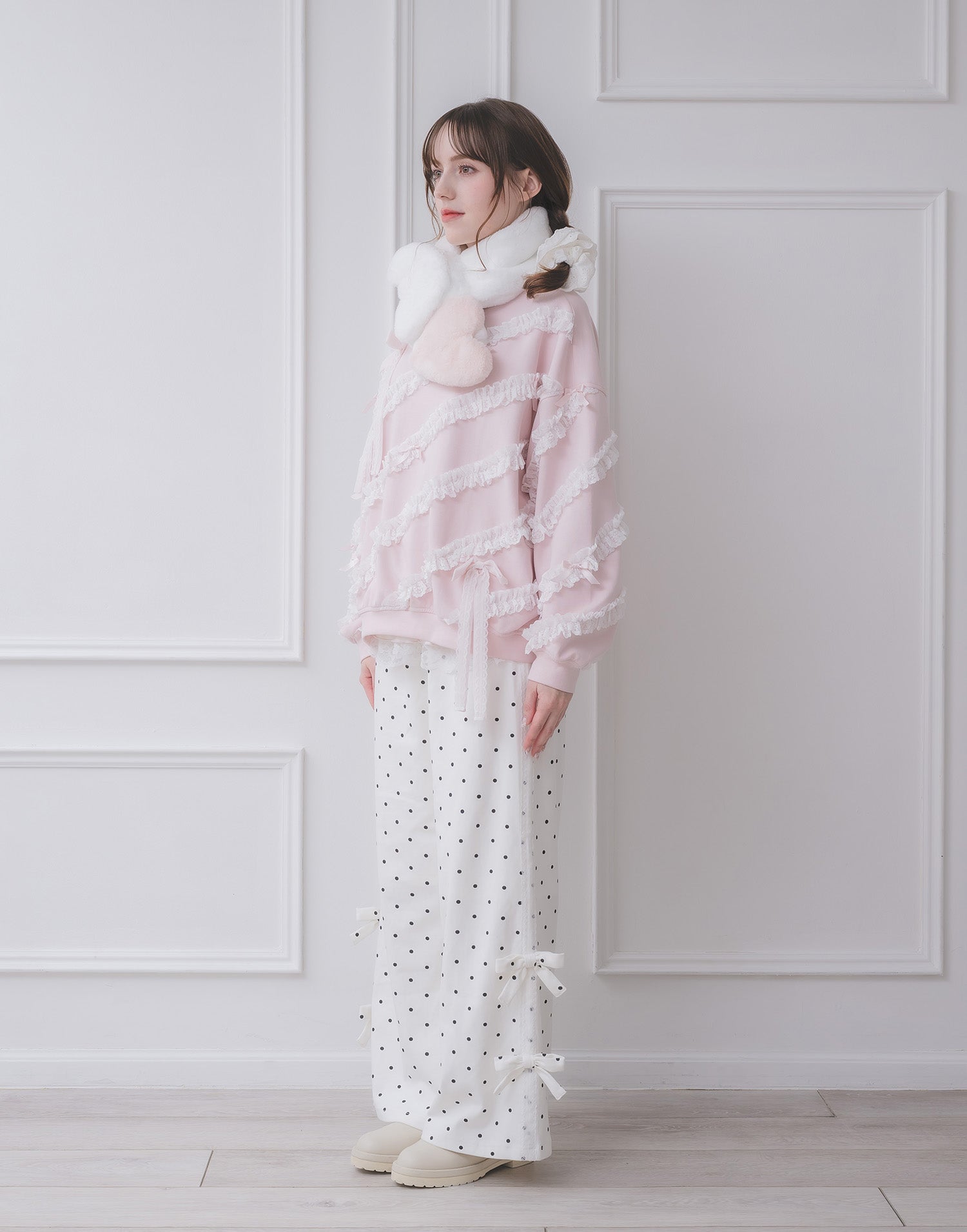 Lolime lacy ribbon sweatshirt