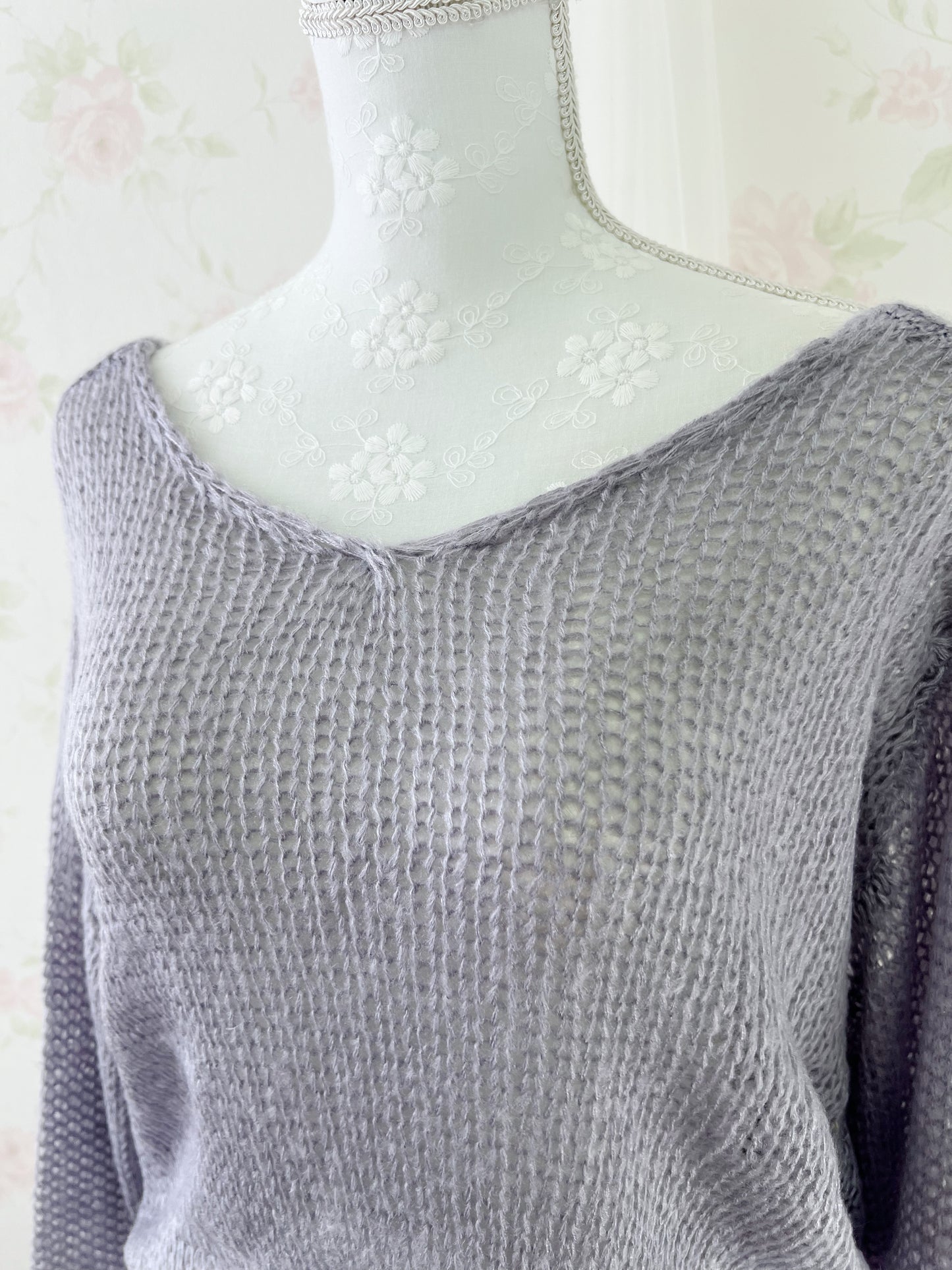GRL Soft Loose Gyaru Sweater (Purple Blue)