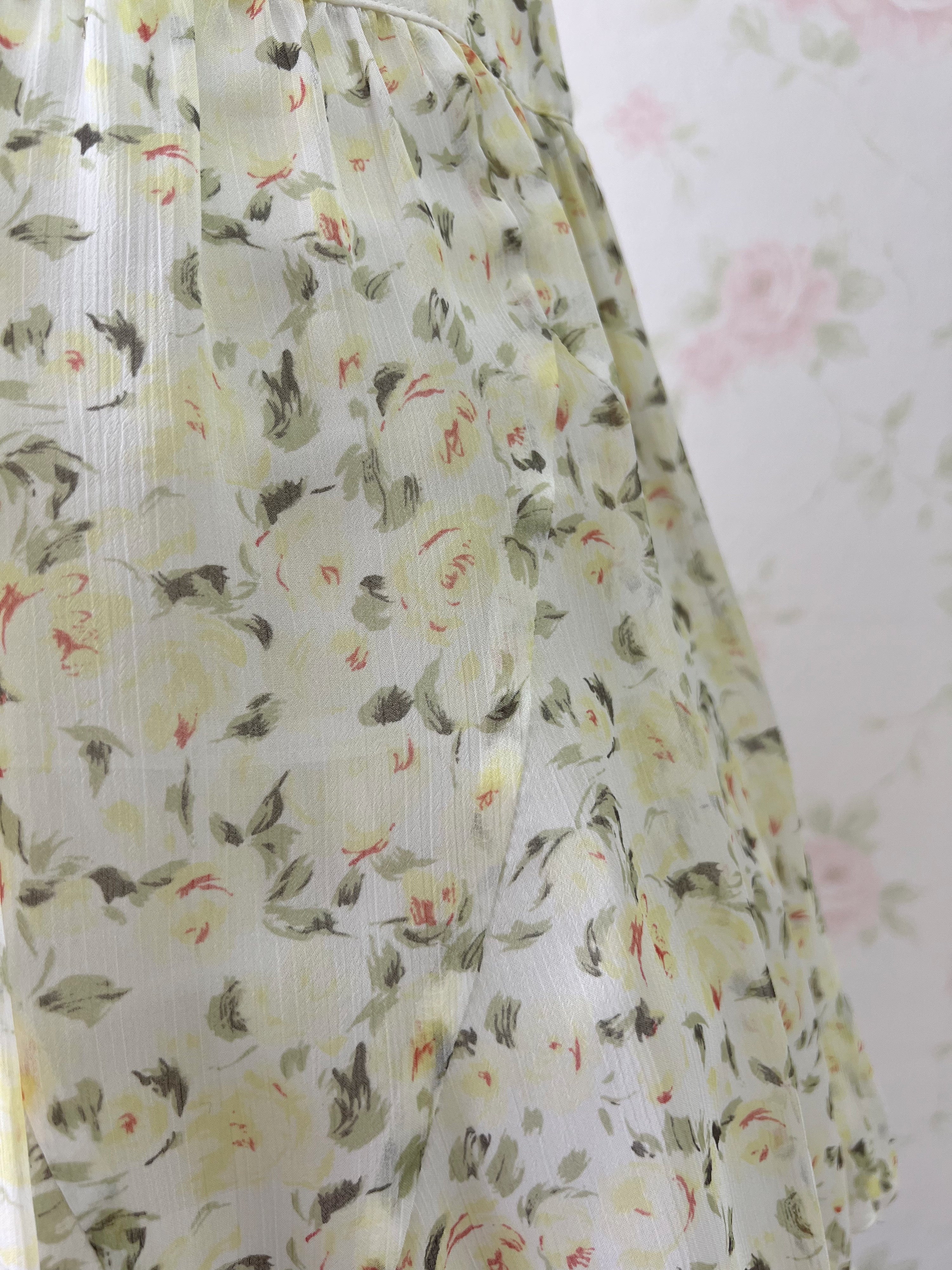 L’EST ROSE Floral Flare Skirt (yellow)