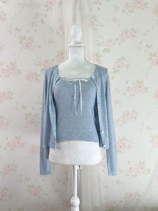 GRL Lacy Cardigan Camisole Set (Angelic Blue)