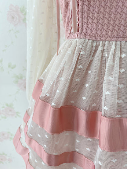 (9% OFF) LIZ LISA Heart Tulle Laced Up Tunic Top (Pink)