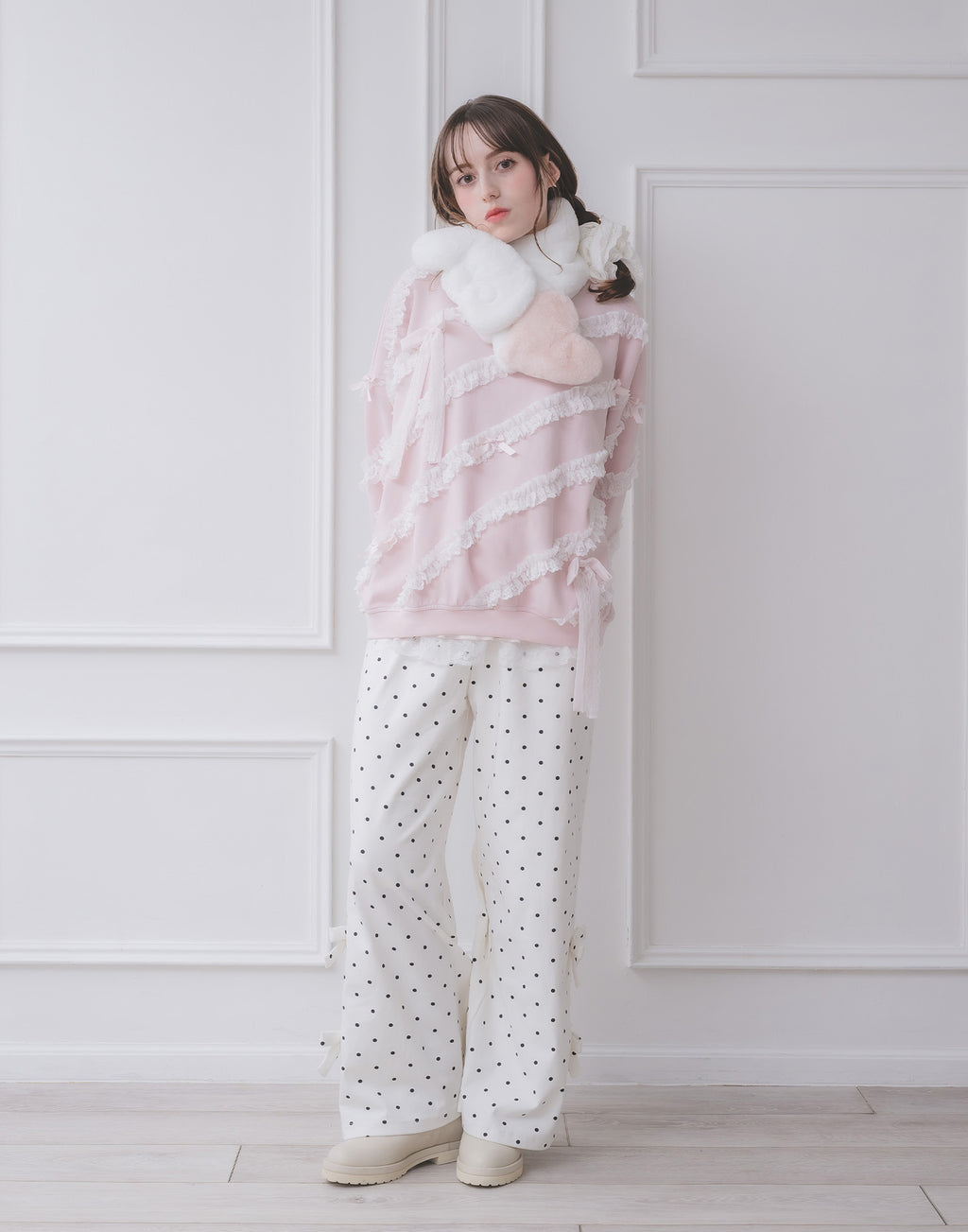 Lolime lacy ribbon sweatshirt