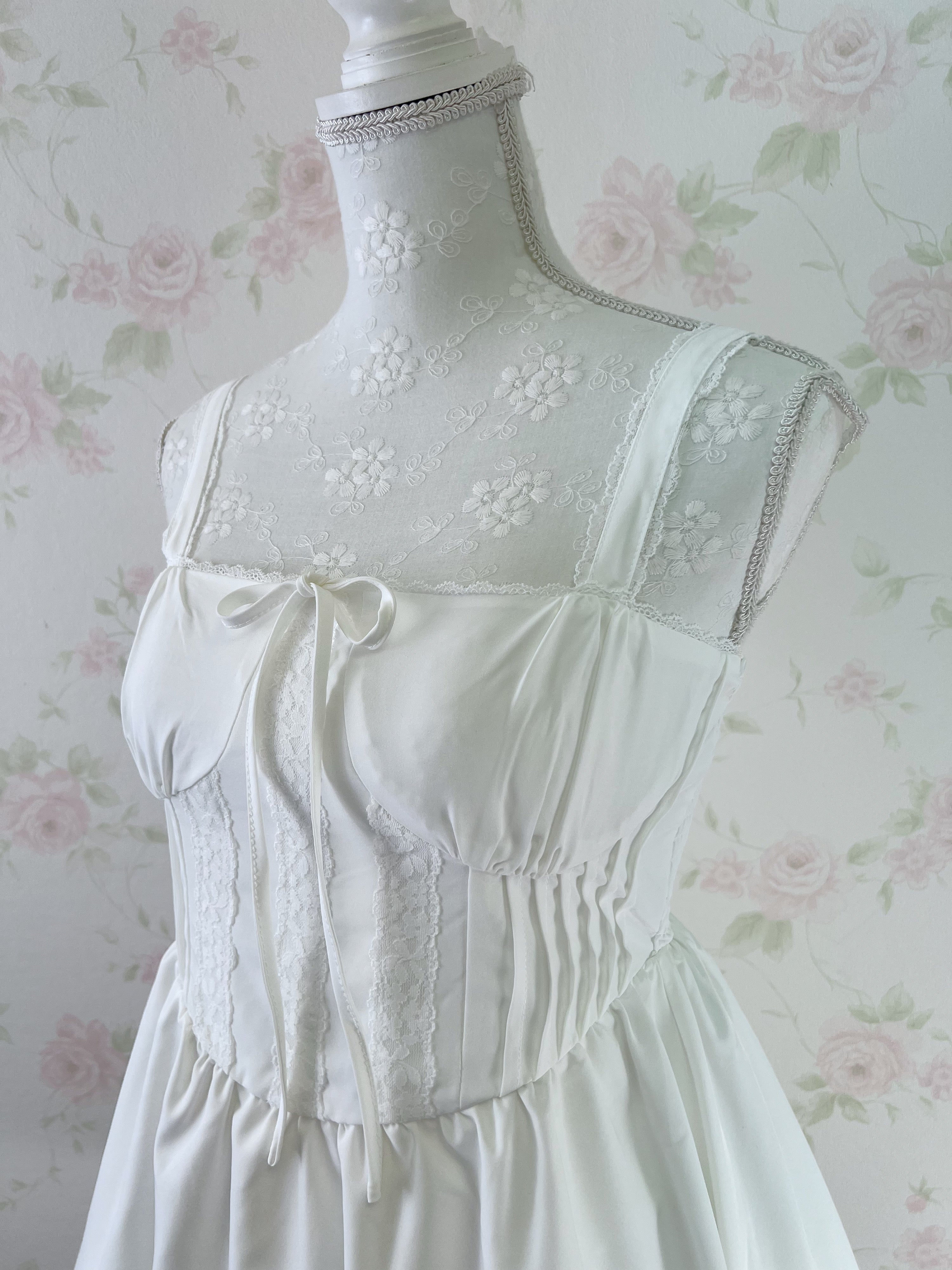 Corset Style A Line Dress (White)