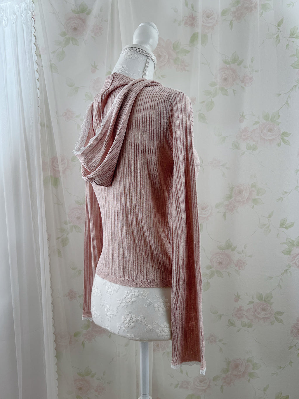 Pink Strawberry Lace Sleeve Hoodie