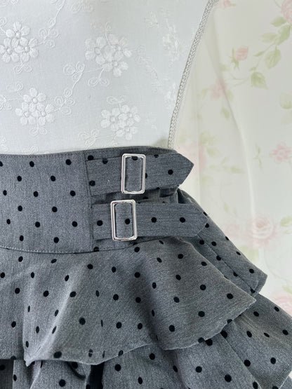 GRL Polka Dot Tiered Skirt (Dark Gray)