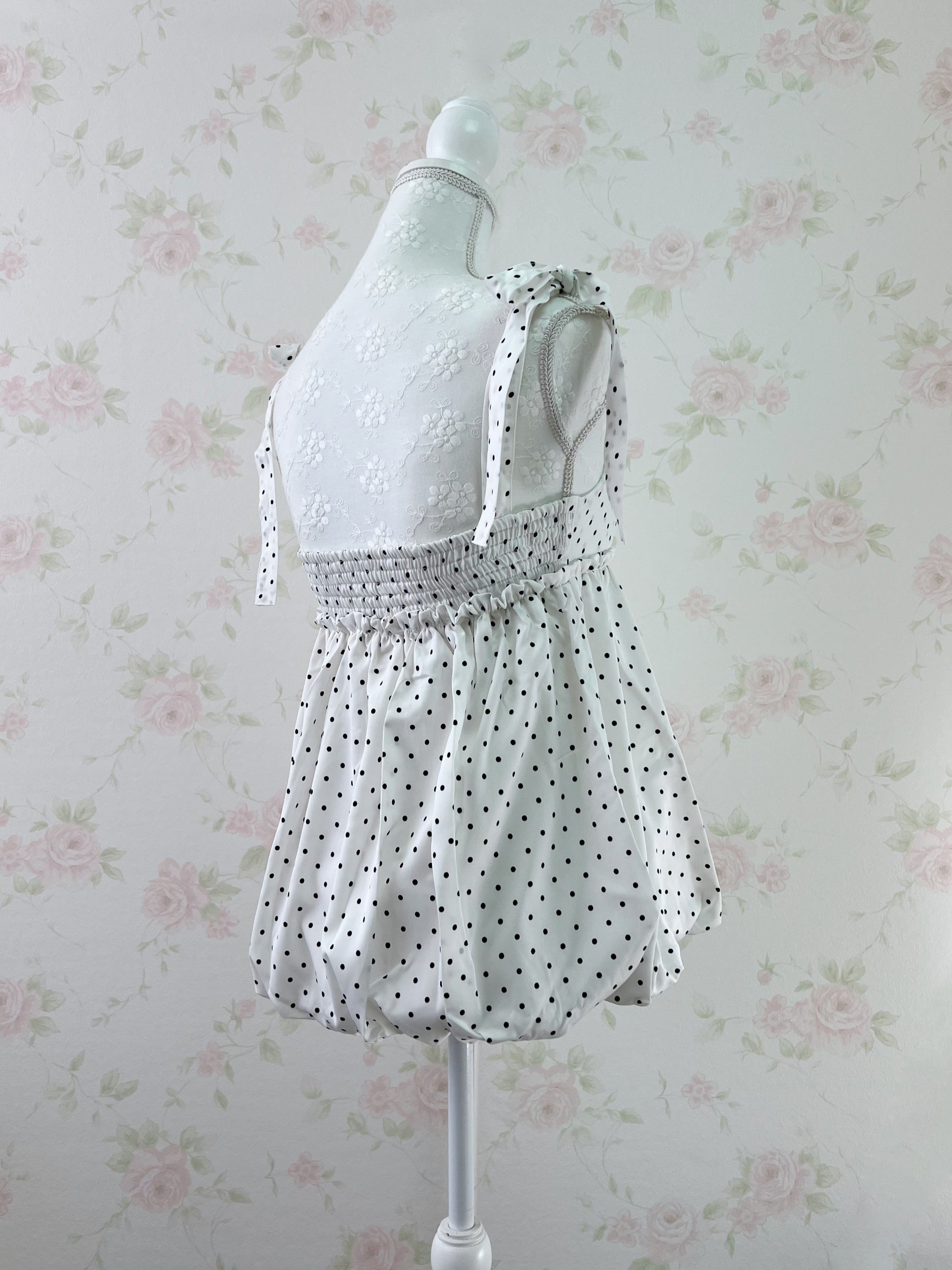 Polka Dot Balloon Camisole Top (White)