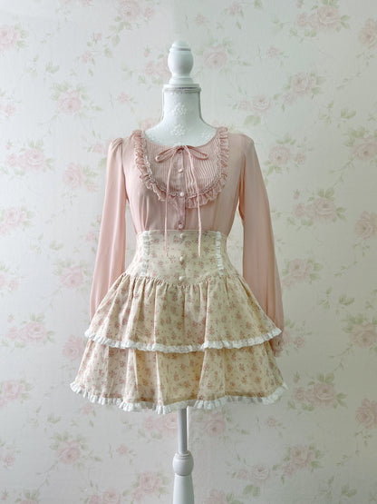 L’EST ROSE Ruffled Blouse (Pink Beige)