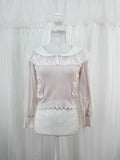mille fille closet Lacy Collar Knit Top (Powder Pink)