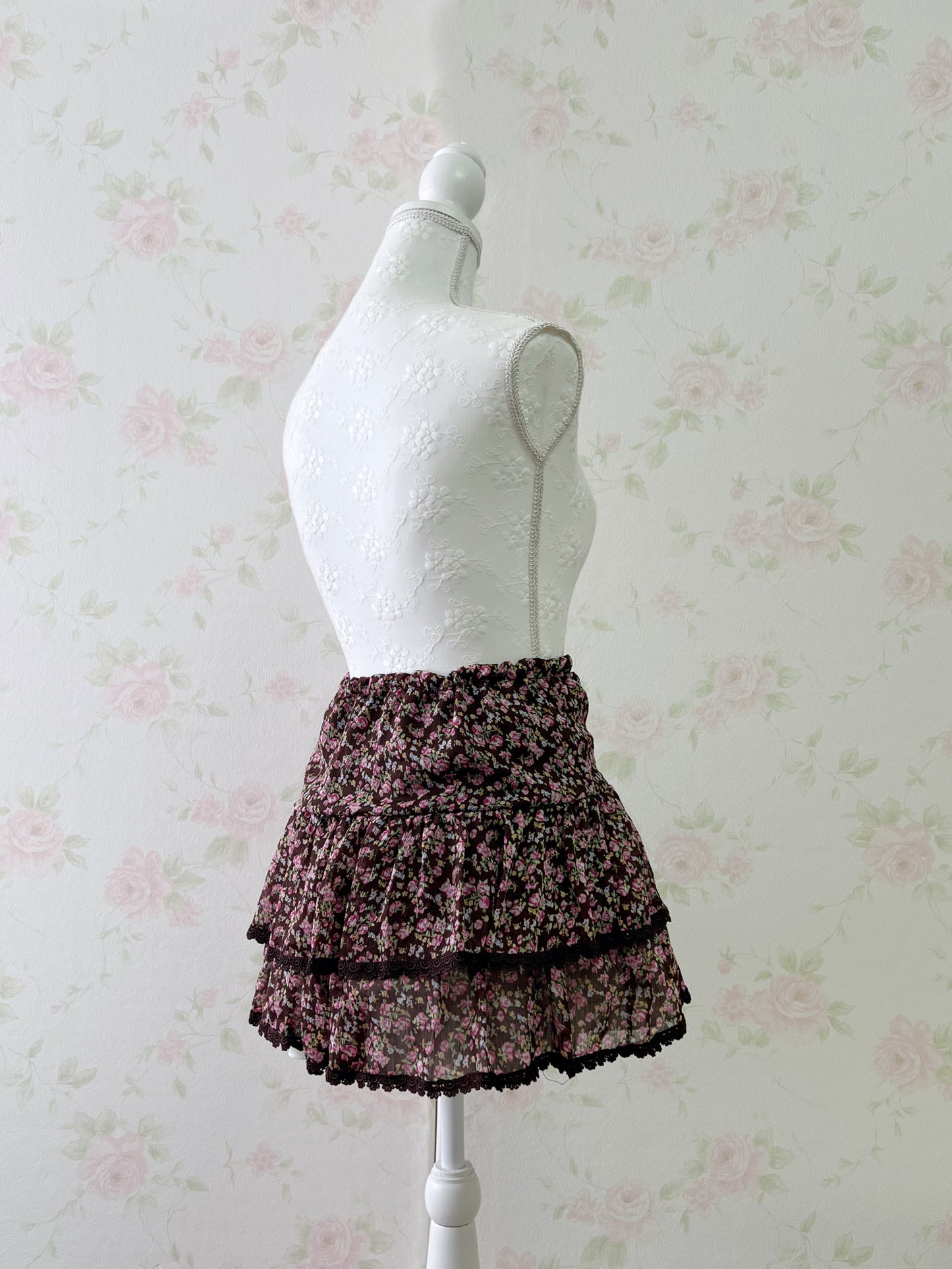 INGNI Petite Floral Layered Skirt (Brown)