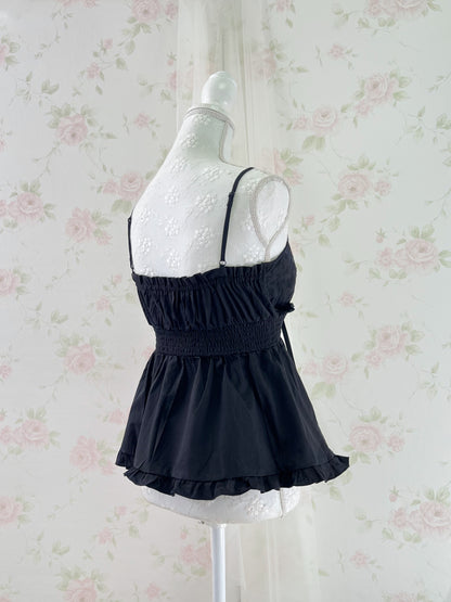 GRL Cotton Floral Embroidery Camisole (Black)