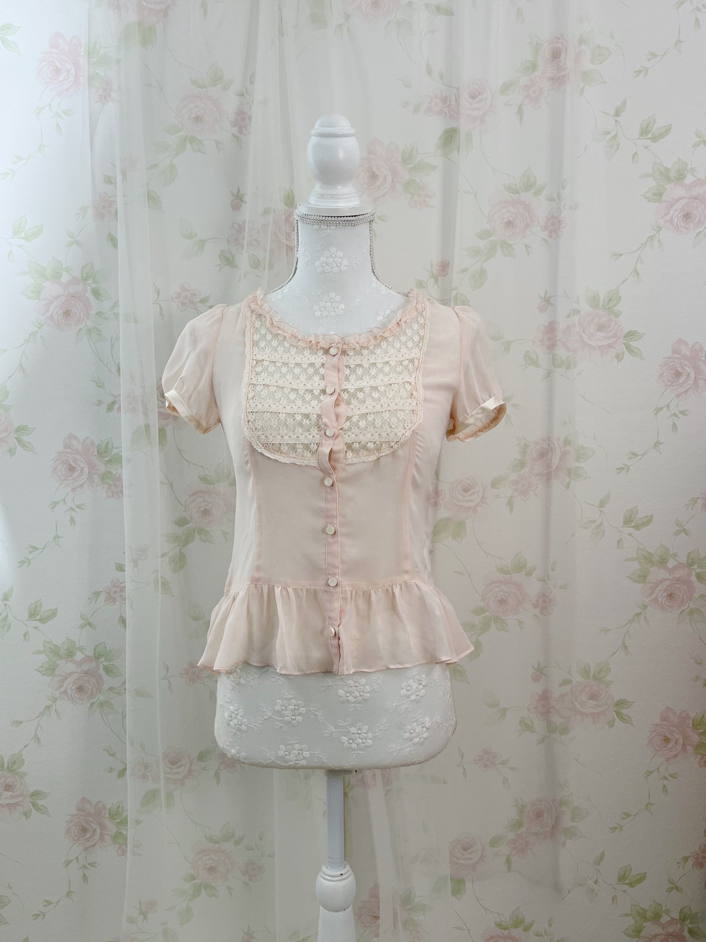 Laisse Passe Peplum Chiffon Blouse