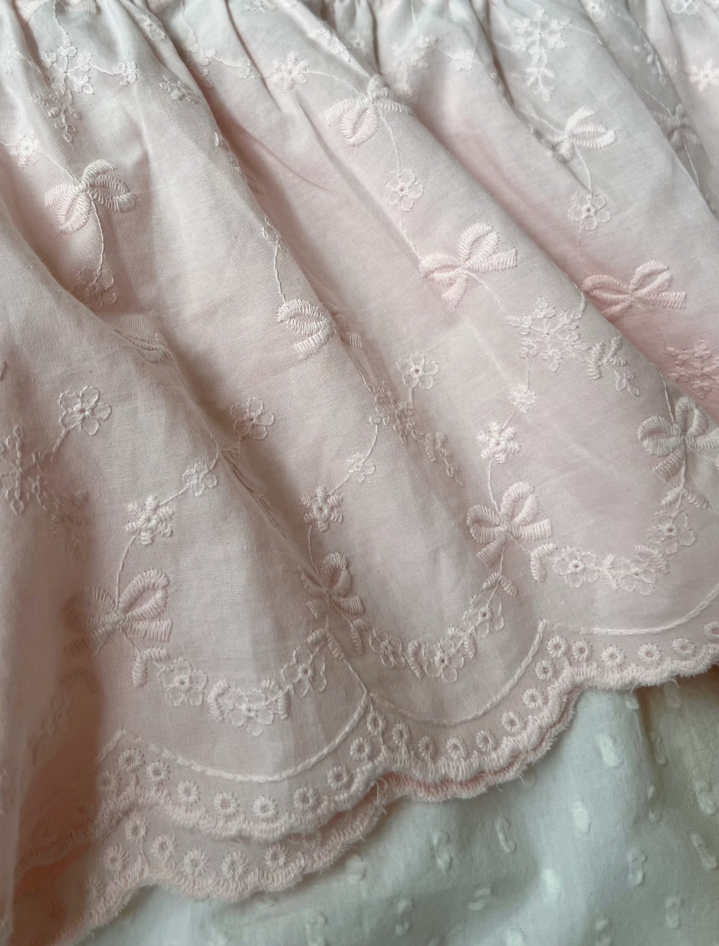 evelyn Ribbon Patterned Cotton Dress (Pink)