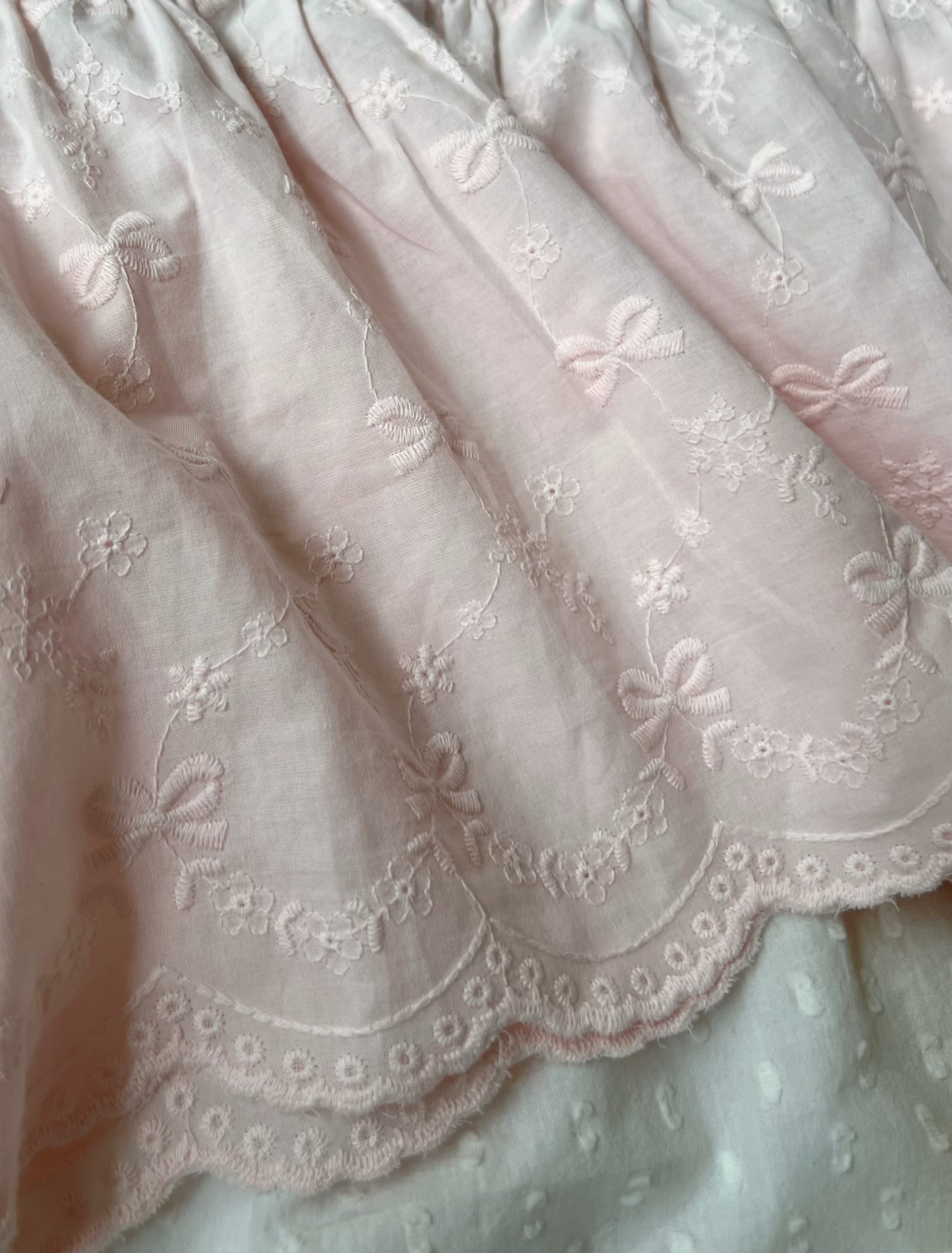 evelyn Ribbon Patterned Cotton Dress (Pink)