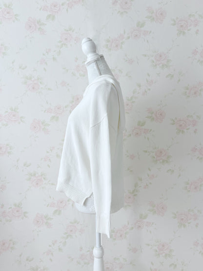 Aqua Girl Sailor Collar Cotton Top (White)