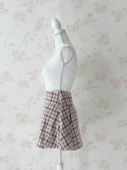 GRL Pleated Checked Skirt (Pink)