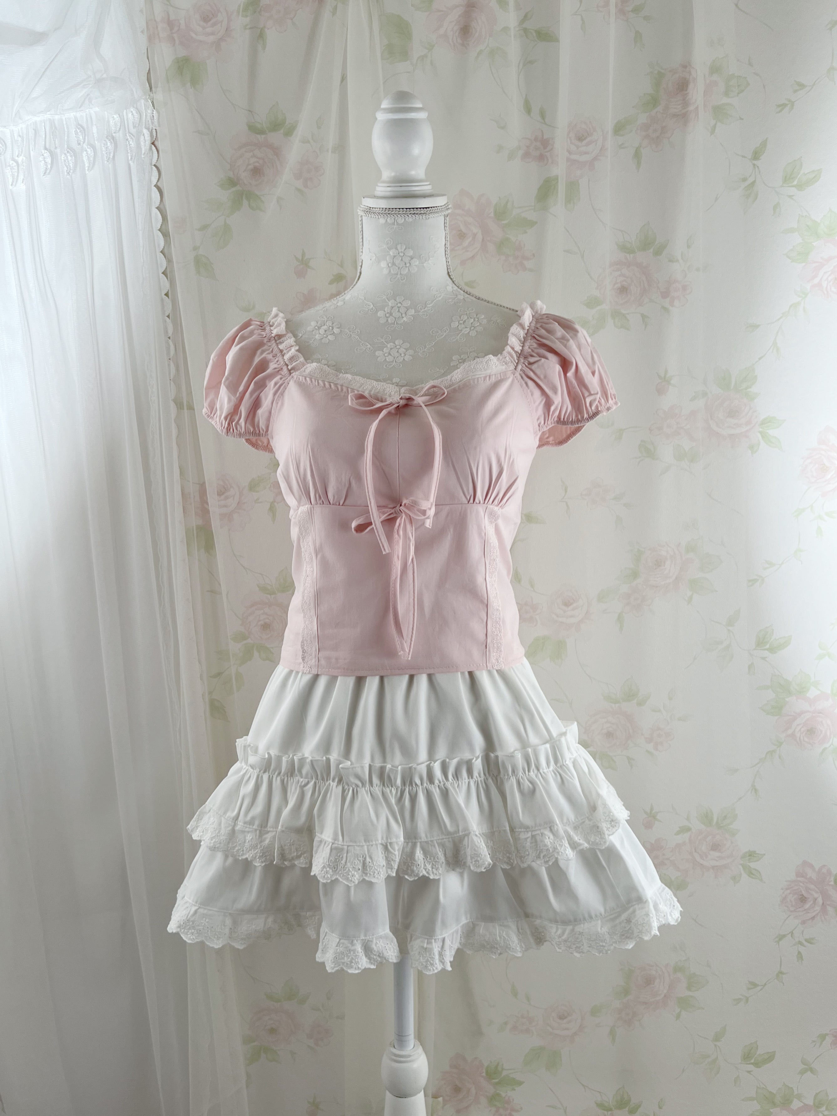 Double String Baby Cotton Blouse (Pink)