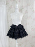Tiered Polka Dot Skirt (Black)