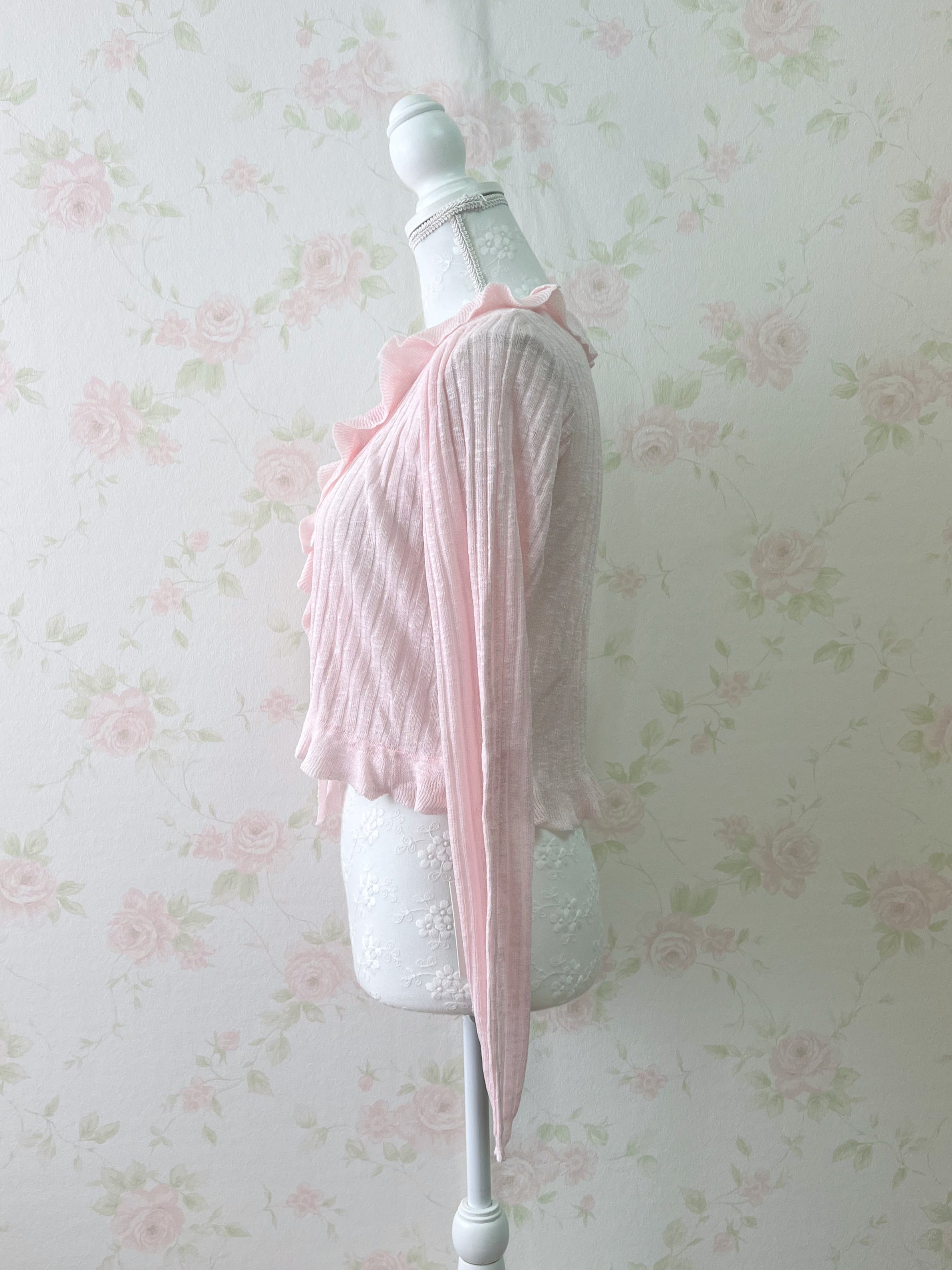 Shoujo Frilled Hem Cardigan (Pink)