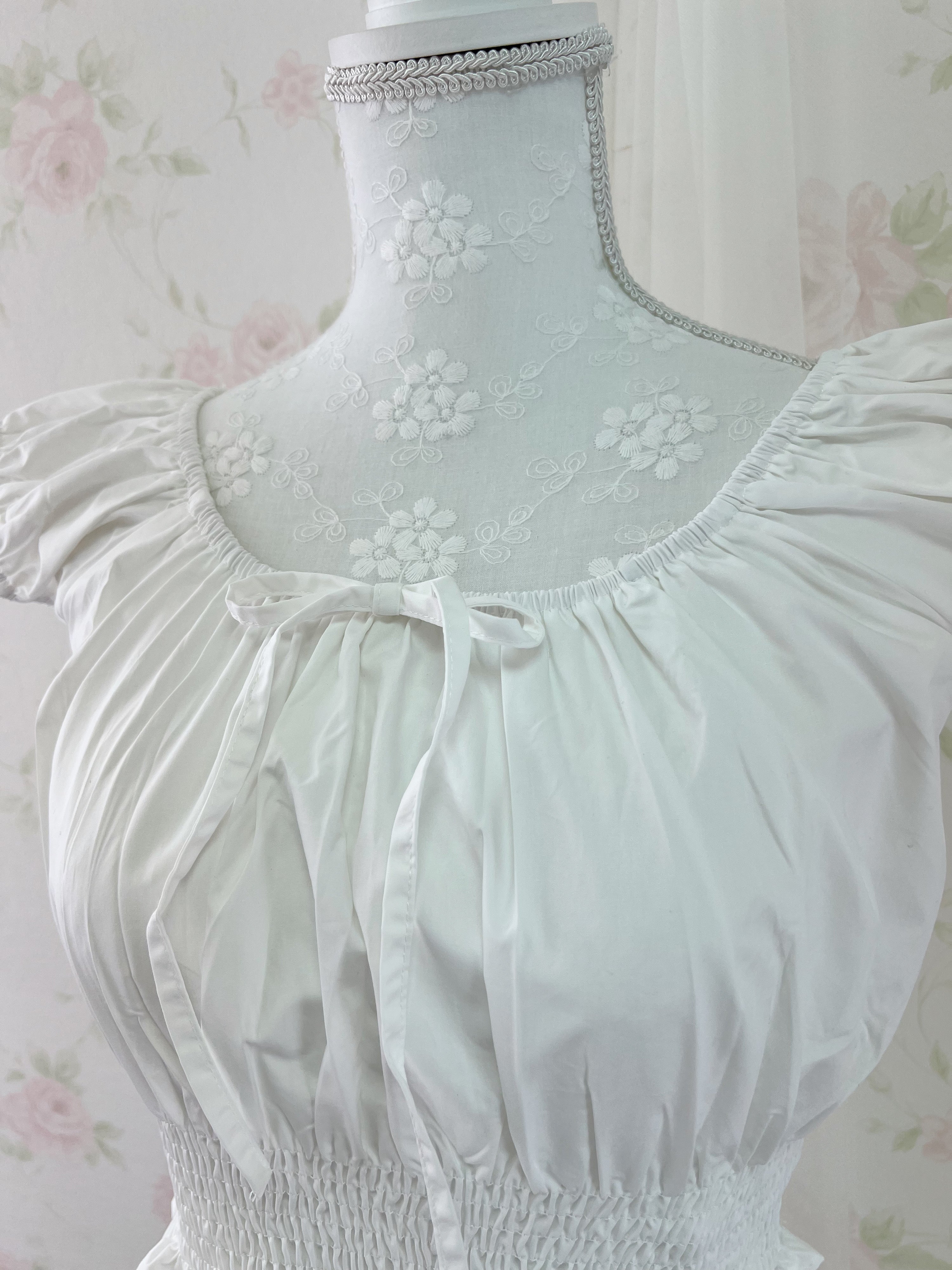 2 Way Shoulder Cotton Blouse (White)