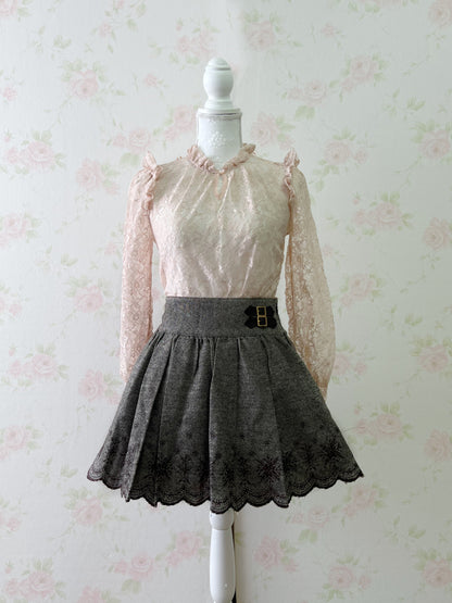 LIZ LISA Belt Embroidery Hem Skirt
