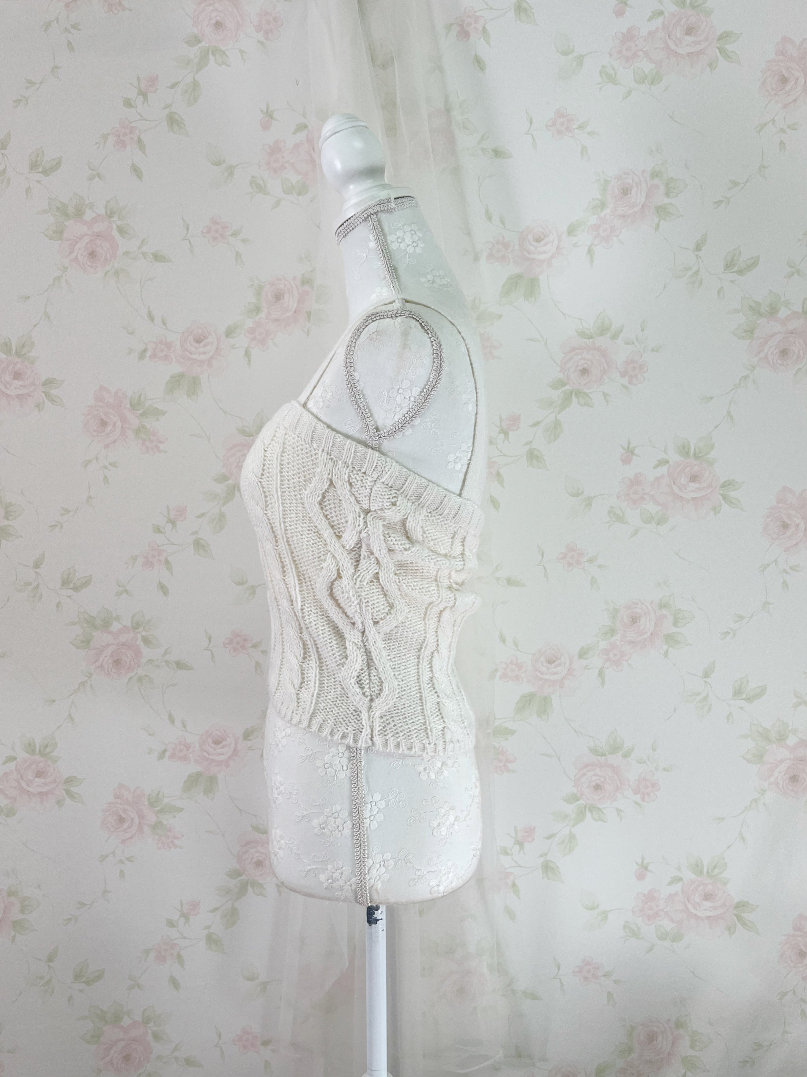 Cardigan Moe Sleeve Camisole Set (Ivory)