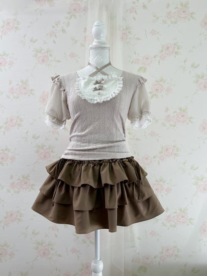 Olive des Olive Side String Tiered Skirt (Milk Chocolate)