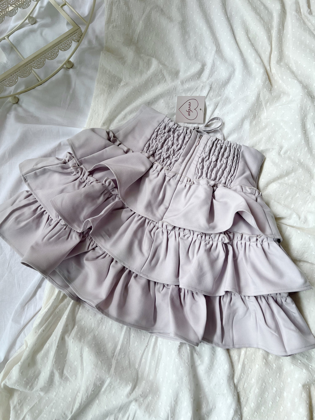 evelyn Tiered Laced Up Skirt (Pink)