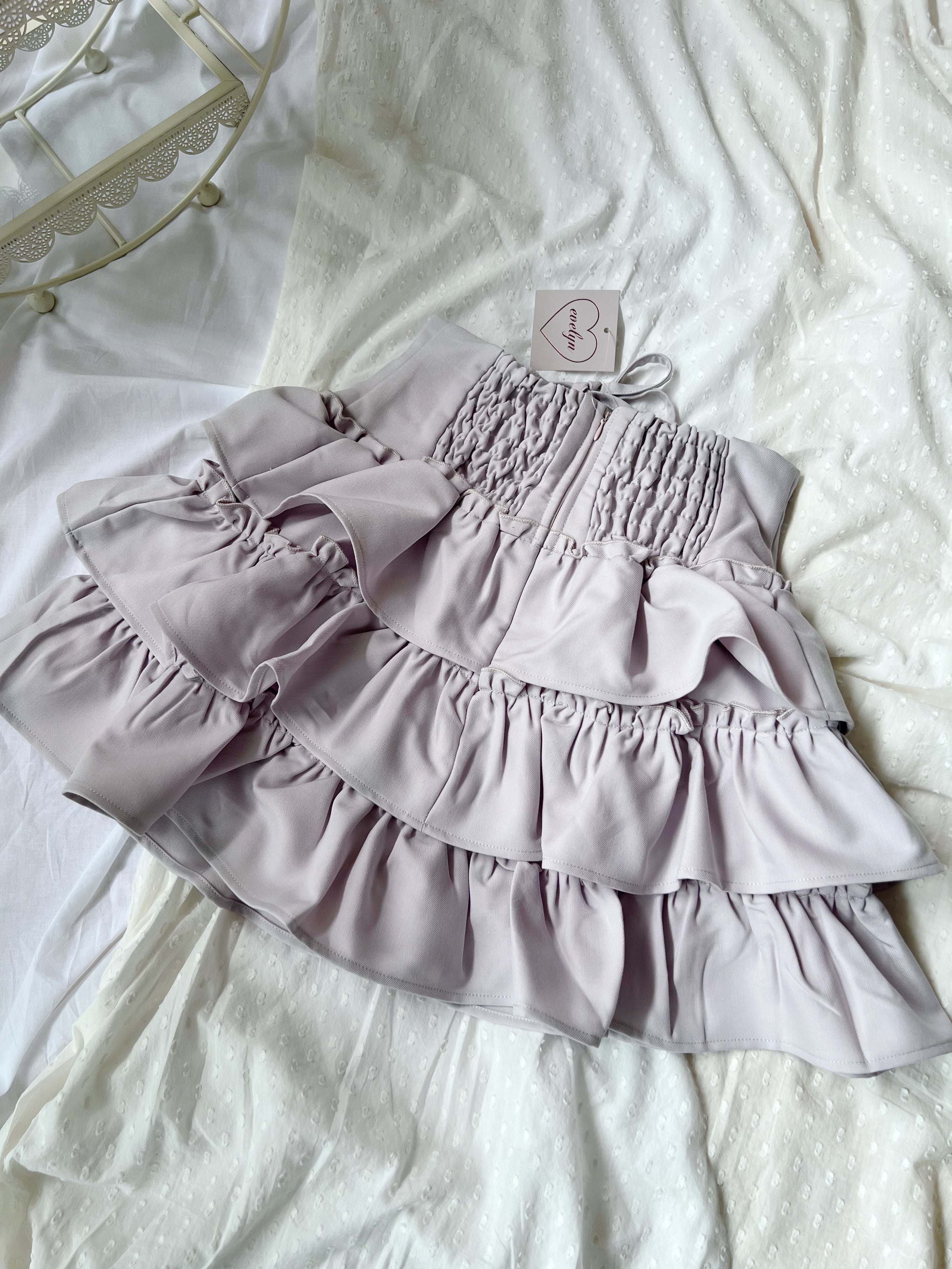 evelyn Tiered Laced Up Skirt (Pink)
