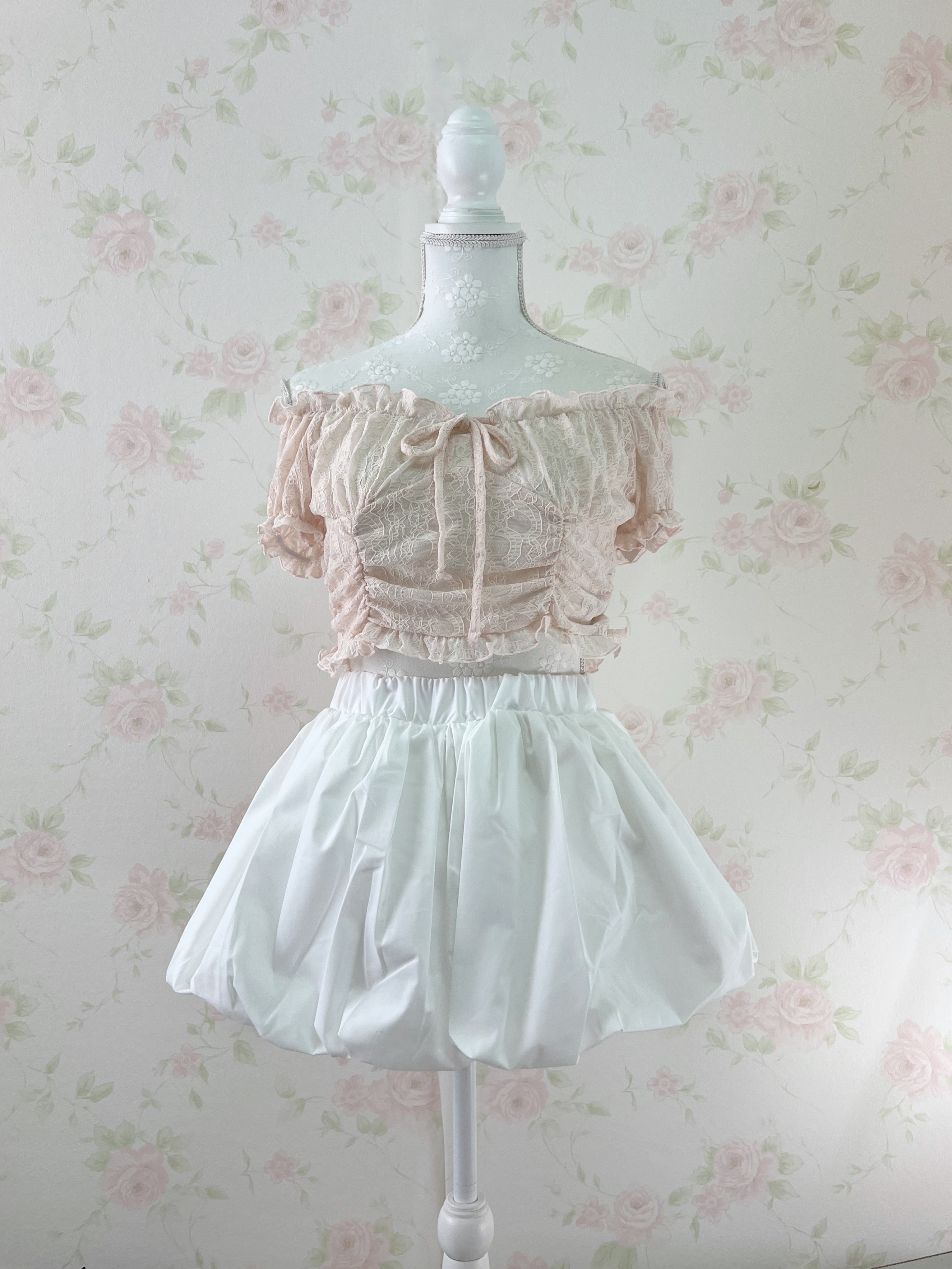 Balloon Mini Skirt (White)