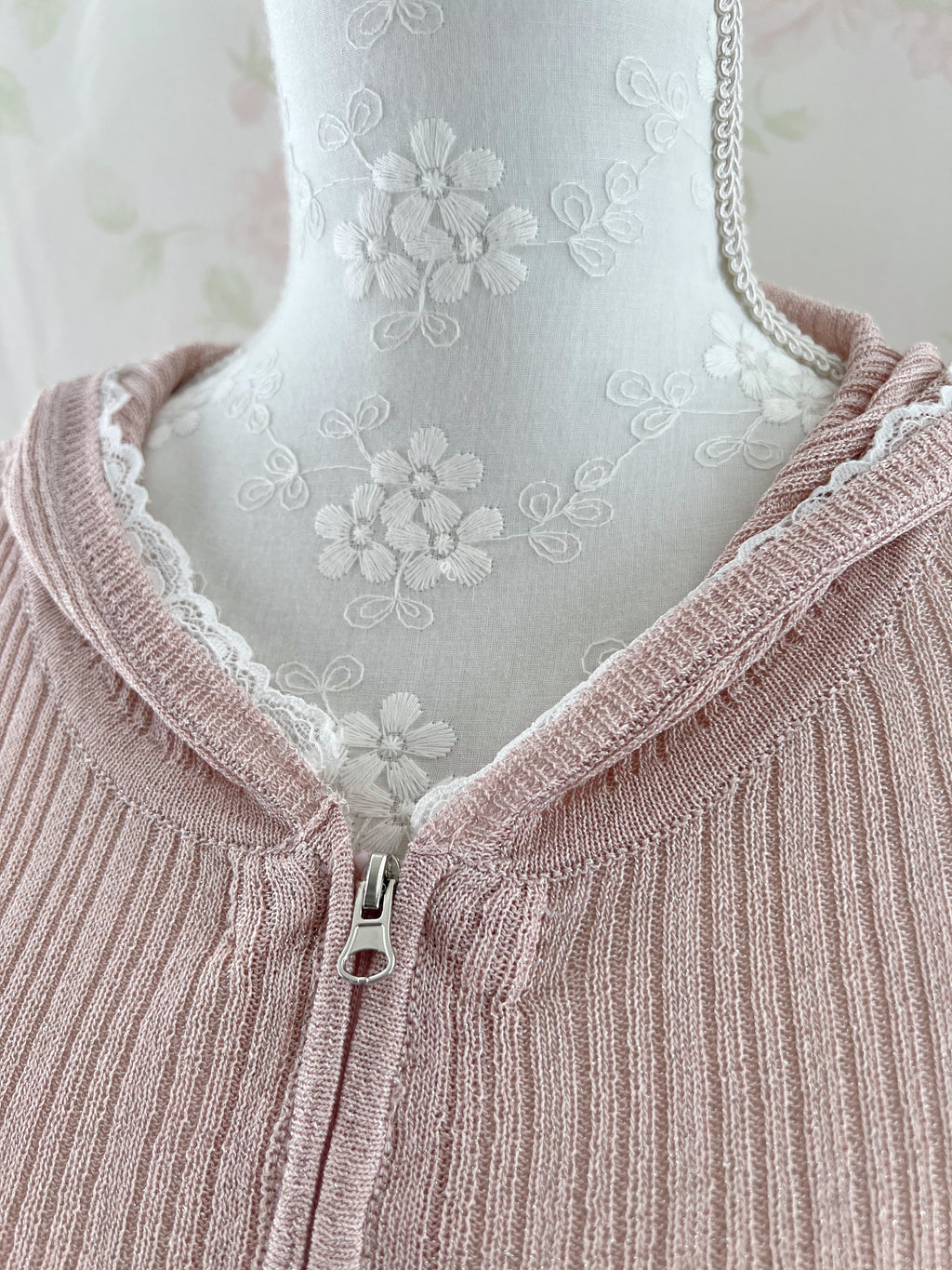 Pink Strawberry Lace Sleeve Hoodie