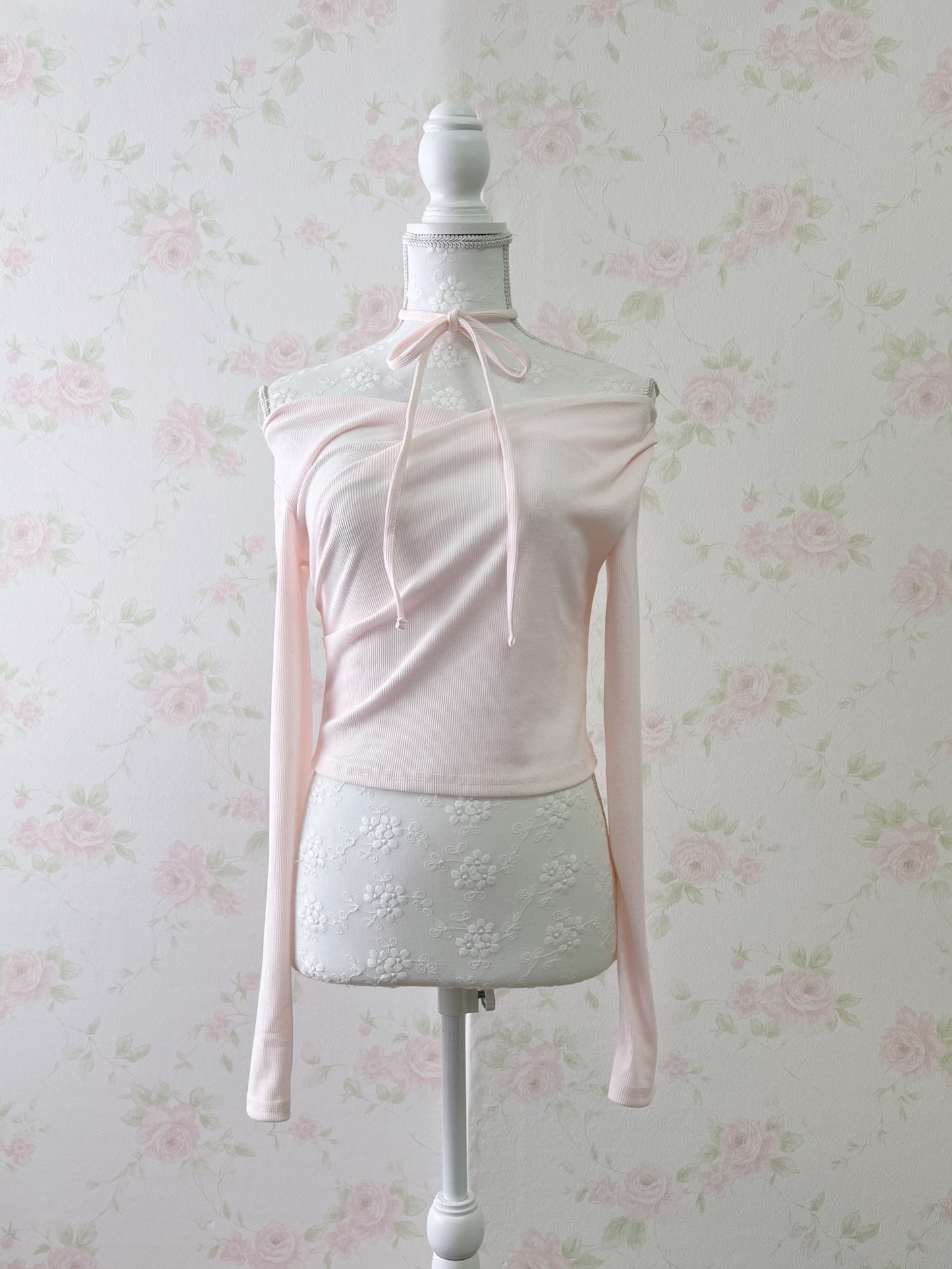 GRL Side String Tie Drape Top (Baby Pink)