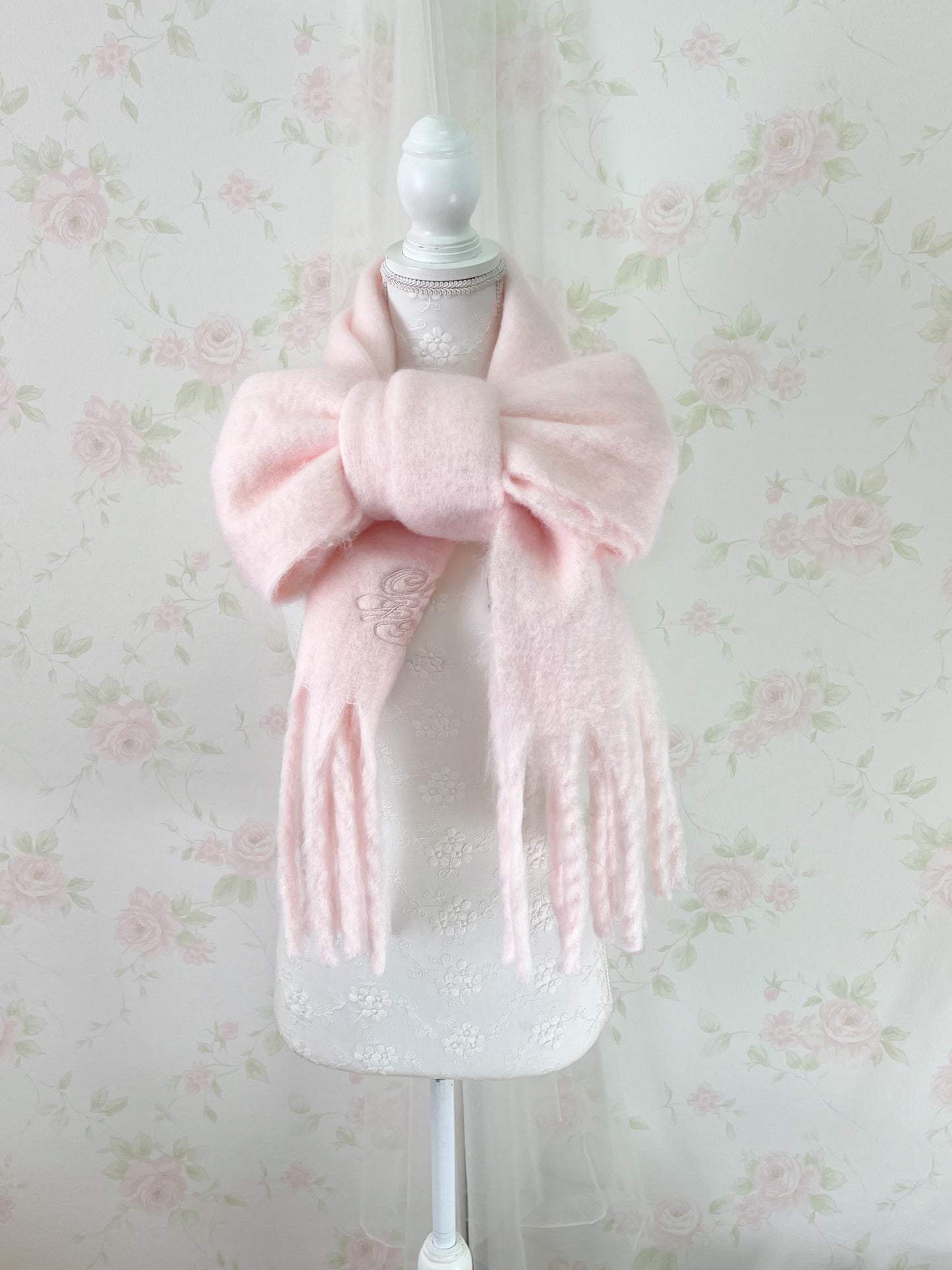 Olive des Olive Logo Embroidery Marshmallow Scarf (Pink)