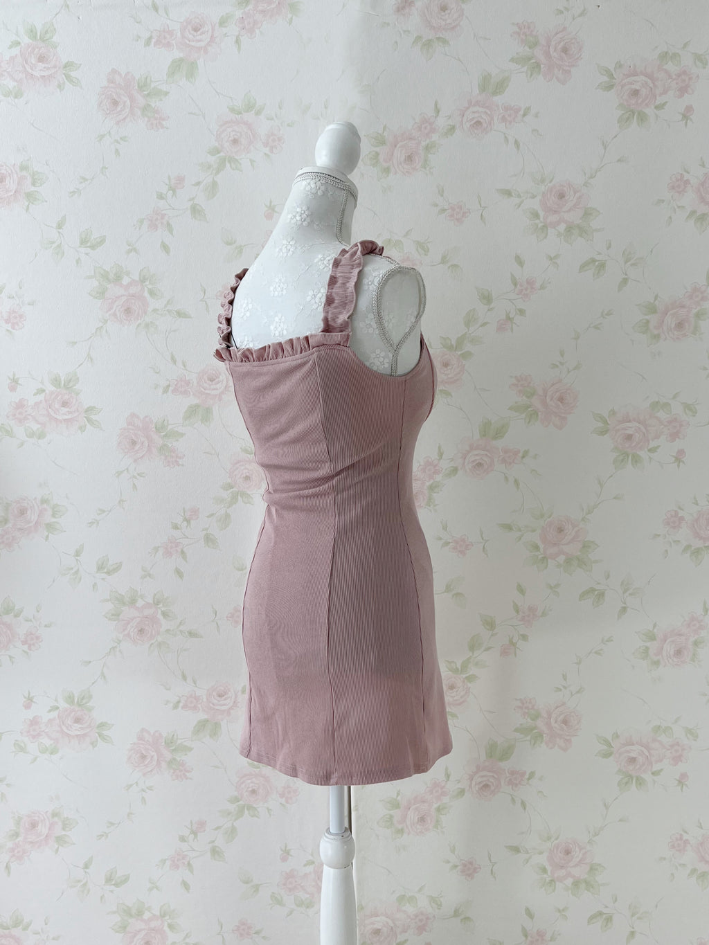 GRL Dolly Frilled Strap Dress (Pink)