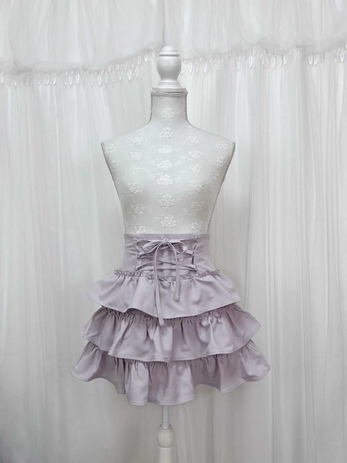 evelyn Tiered Laced Up Skirt (Pink)