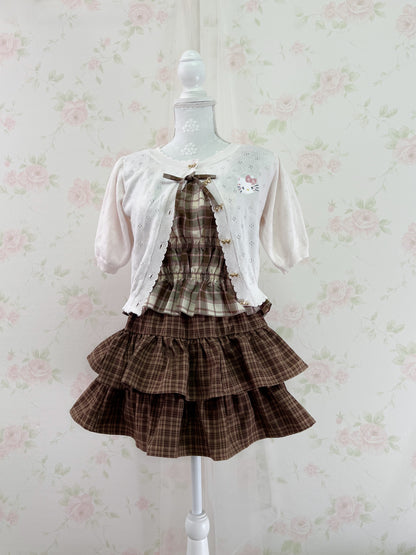 GRL Strawberry Chocolate Checked Girly Top