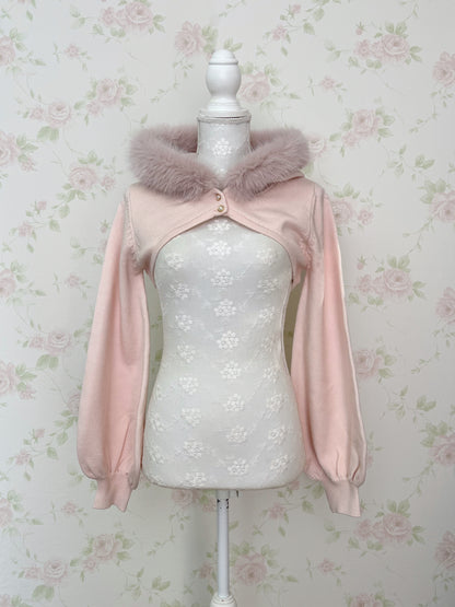 apres jour Eco Fur Short Hoodie (Pink)