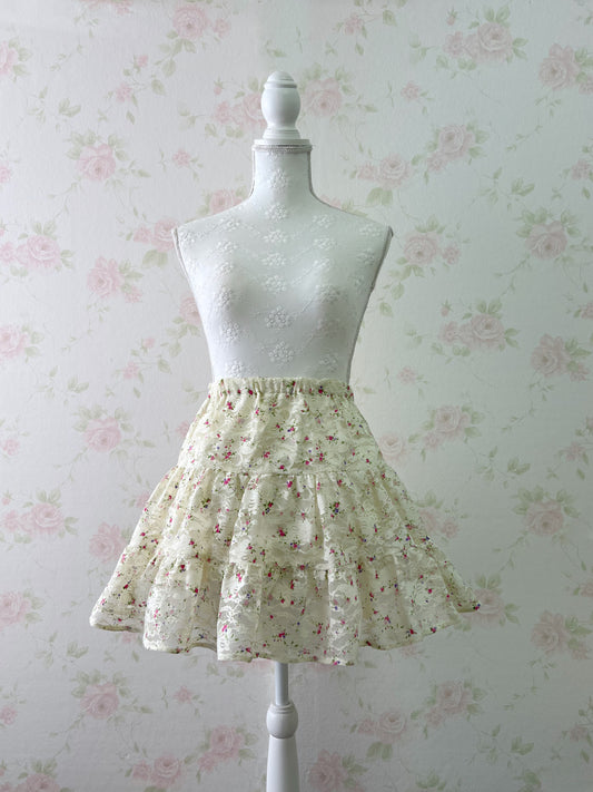 dazzlin Lace Petite Floral Skirt (Ivory)