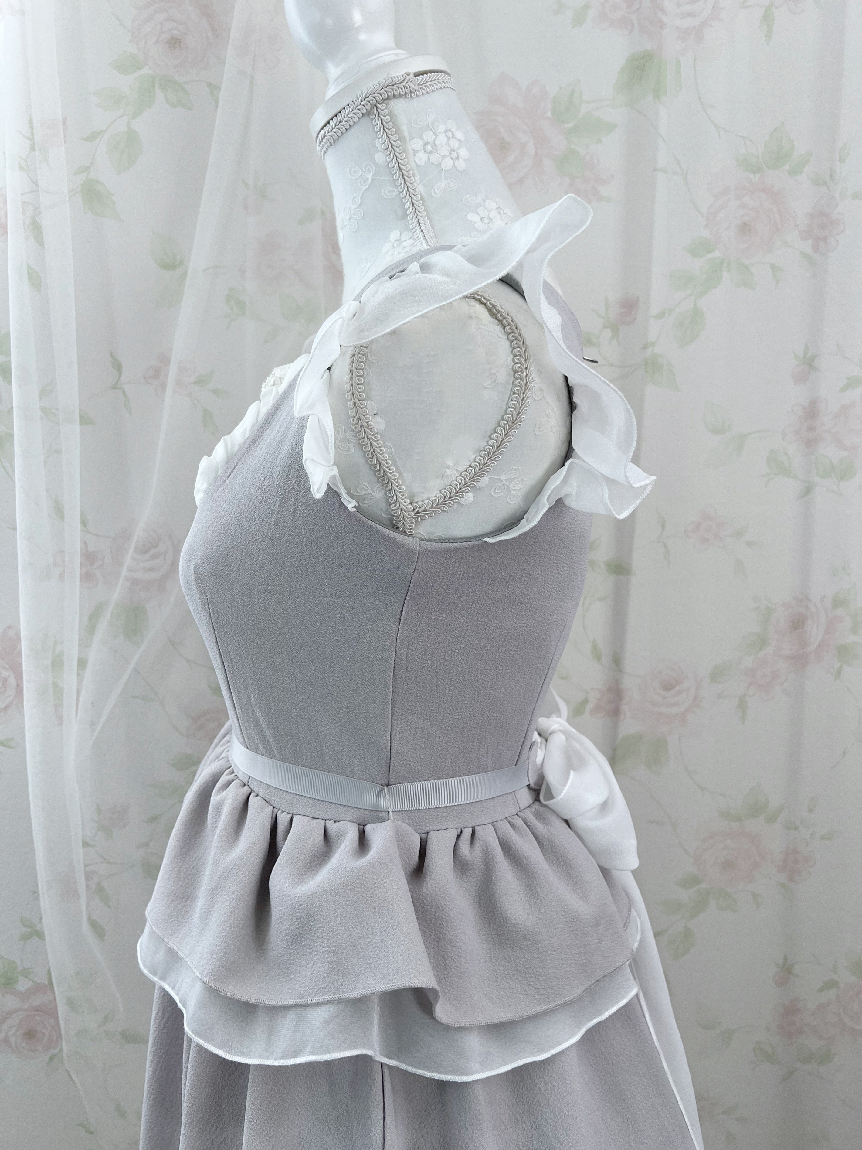 mon Lily Frilled Back Bow Dress (Gray)